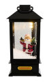 Lanterne sort m/LED, julemand, sne og musik